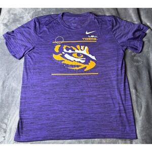 LSU Tigers Shirt Mens XL Purple NCAA Basketball Nike Tiger Eye Short Sleeve